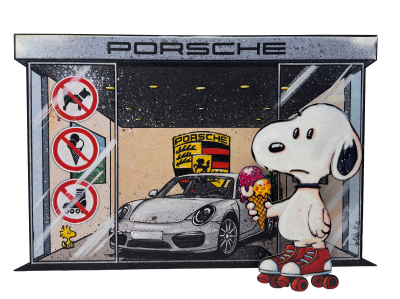 In front of the Porsche Store